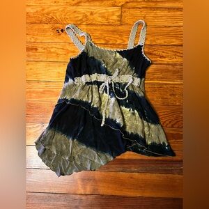 90’s/y2k vtg tie dye asymmetrical hem boho fairy hippie top women’s size small